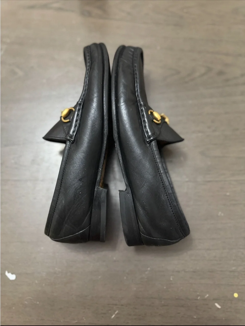 Gucci Black Leather Horsebit Slip-On Loafers
